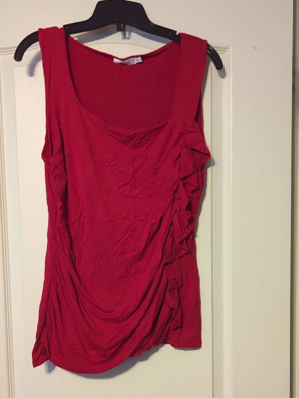 Ricki's Red Ruffle Side-Drape Tank Top